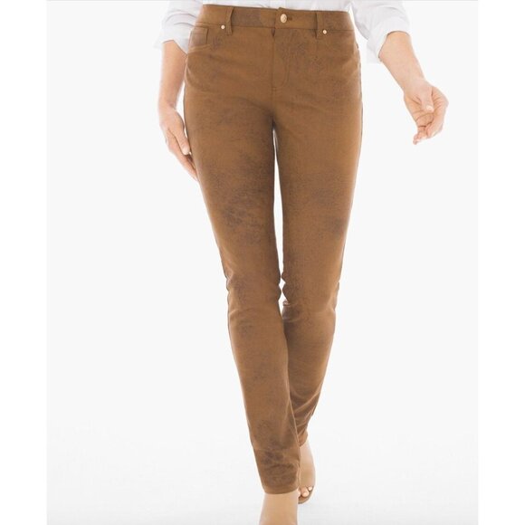 CHICO'S faux suede pull on pants size 1 or M/8 - Picture 6 of 6